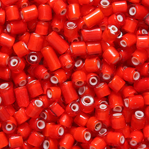 30SV7738-1: Vintage Venetian Tube Burnt Orange#1 White Heart 2.5x4mm 250 Grams