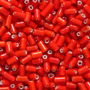 30SV7738-3: Vintage Venetian Tube Burnt Orange#1 White Heart 2x3mm 250 Grams