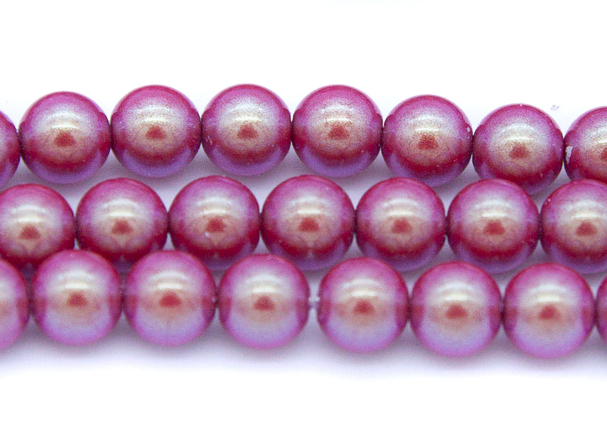 8GP645-IR: CZ Glass Pearl Iridescent Red 8mm-25PC