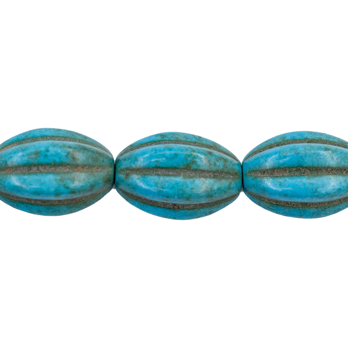 31ST612-B: 10x14mm Blue Magnesite Oval Pumpkin Beads 15.5"