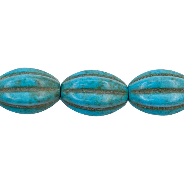 31ST612-B: 10x14mm Blue Magnesite Oval Pumpkin Beads 15.5"