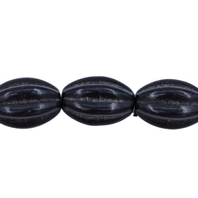 31ST612-BK: 10x14mm Black Magnesite Oval Pumpkin Beads 15.5"