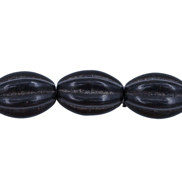 31ST612-BK: 10x14mm Black Magnesite Oval Pumpkin Beads 15.5"