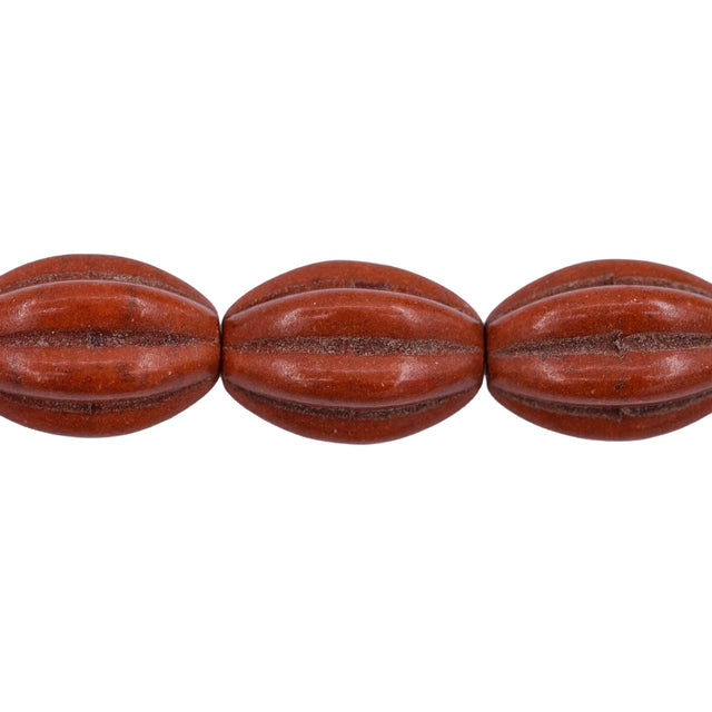 31ST612-CO: 10x14mm Coffee Magnesite Oval Pumpkin Beads 15.5"