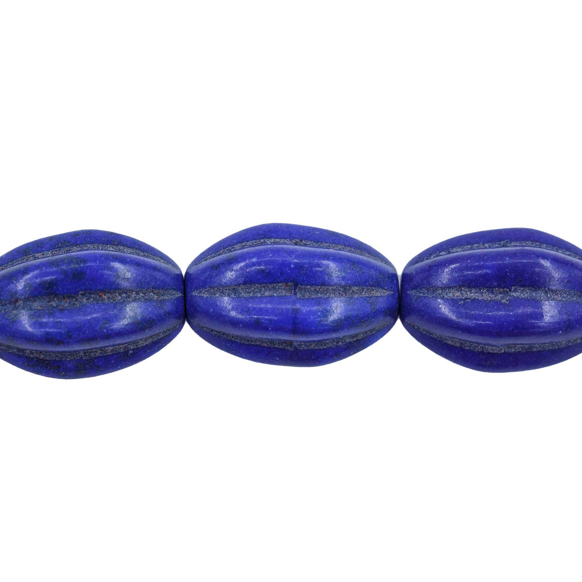 31ST612-DB: 10x14mm Lapis Magnesite Oval Pumpkin Beads 15.5"