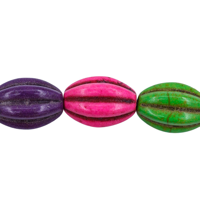 31ST612-X: 10x14mm Mix Magnesite Oval Pumpkin Beads 15.5"