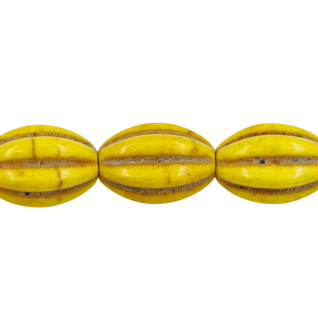 31ST612-Y: 10x14mm Yellow Magnesite Oval Pumpkin Beads 15.5"