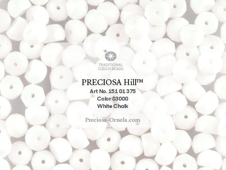 6HL112: Czech White FC Hill Bead 6mm - 50 Pc Bag