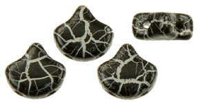 7GL60912-IO: CZ Ginko 2-H Bead 7.5MM Ionic  JET/WHITE