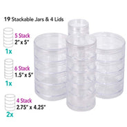 BC409-MIX1: STACK JARS 4 Stack asst 1.5", 2" & 2x 2.75"