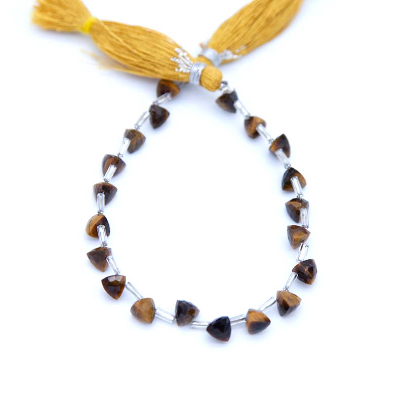 83ST400-SDRILL: TIGER EYE FACETD Trillion SIDE DRILL 6MM