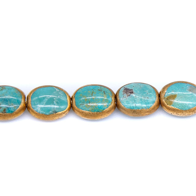34ST413-C8ST: Turquoise Copper Edge Oval 8x10mm
