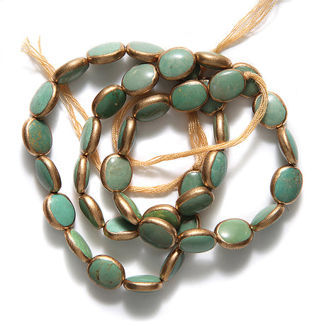 36ST413-C8ST: Turquoise Green Copper Edge Oval 10x12mm - 1 STD