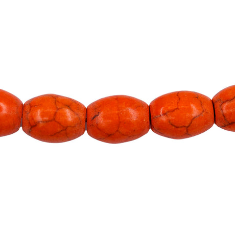 34ST612-O: Magnesite Rice Beads Orange 8x12mm 15.5"