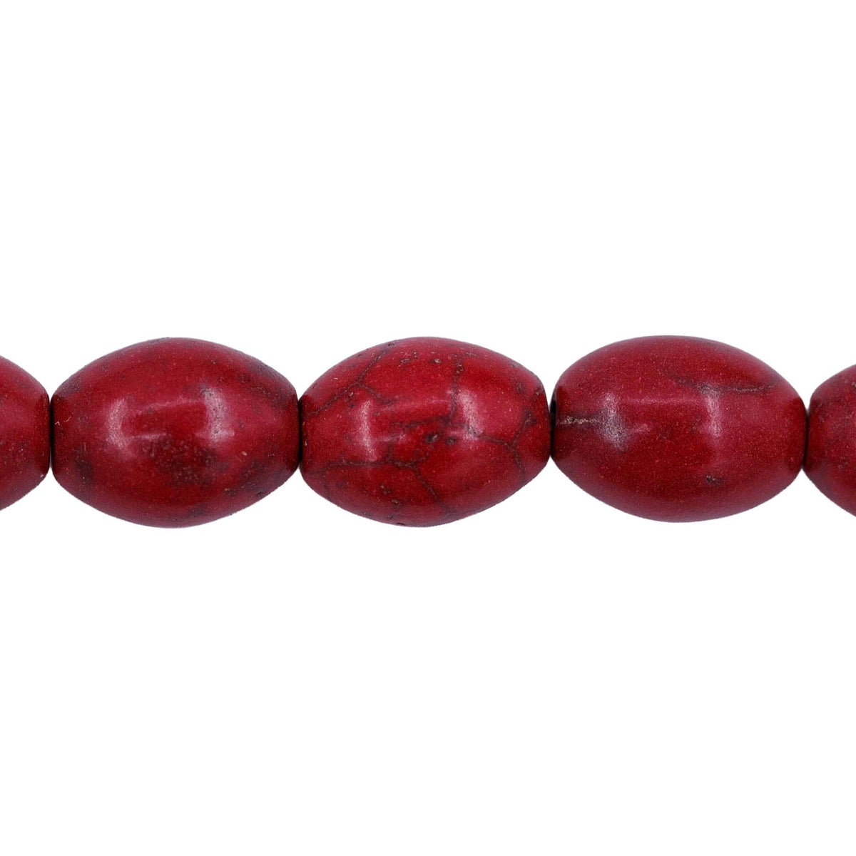34ST612-R: Magnesite Rice Beads Red 8x12mm 15.5"