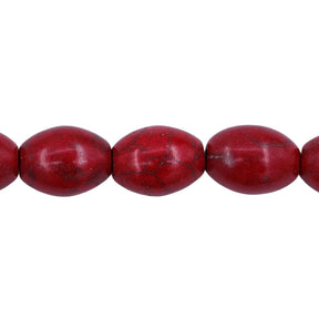 34ST612-R: Magnesite Rice Beads Red 8x12mm 15.5"