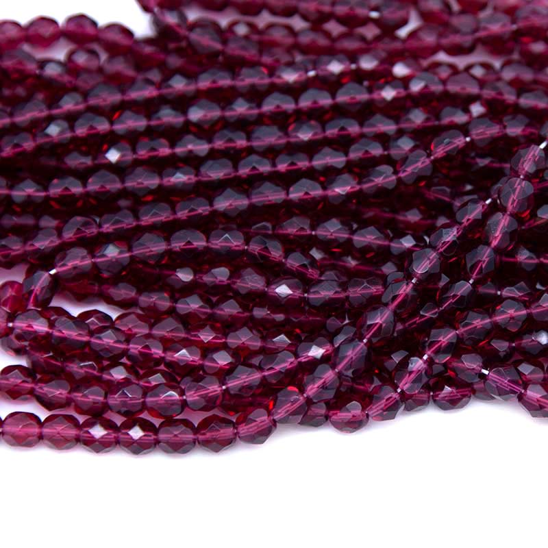 6FC293-D: CZ Faceted Dark Cranberry 6mm 600 Pieces