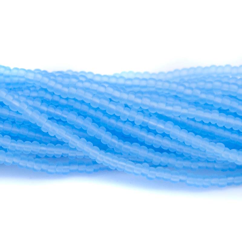 11SB262-MR: CZ Seed Bead TR Light Aqua Matte 11/0 1 Hank