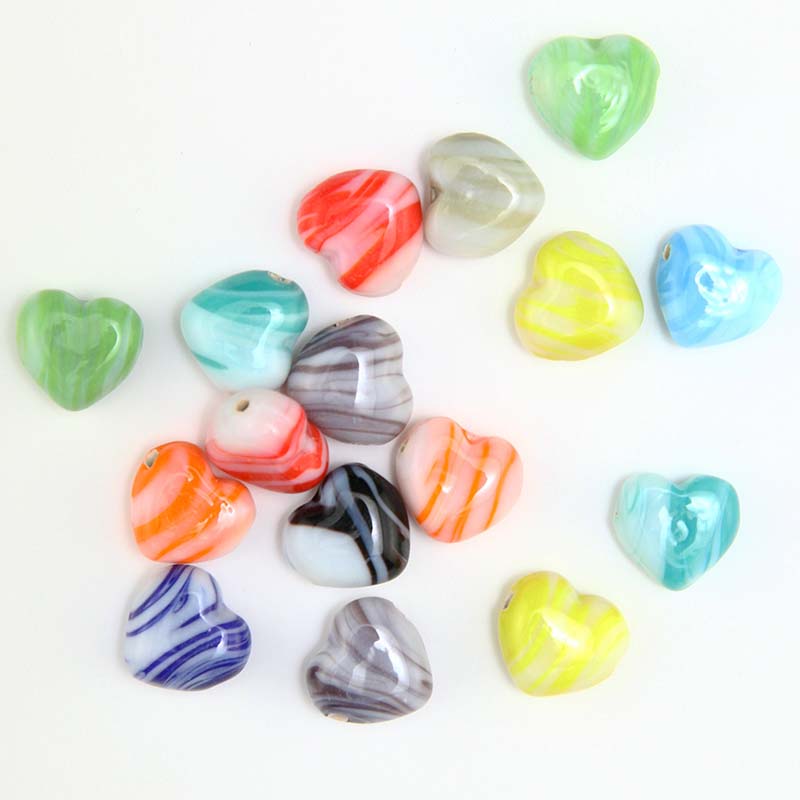 ⭐︎Bead⭐︎ 13IN100-HT: Heart Bead Swirl Mix 12 to 13mm-100PC