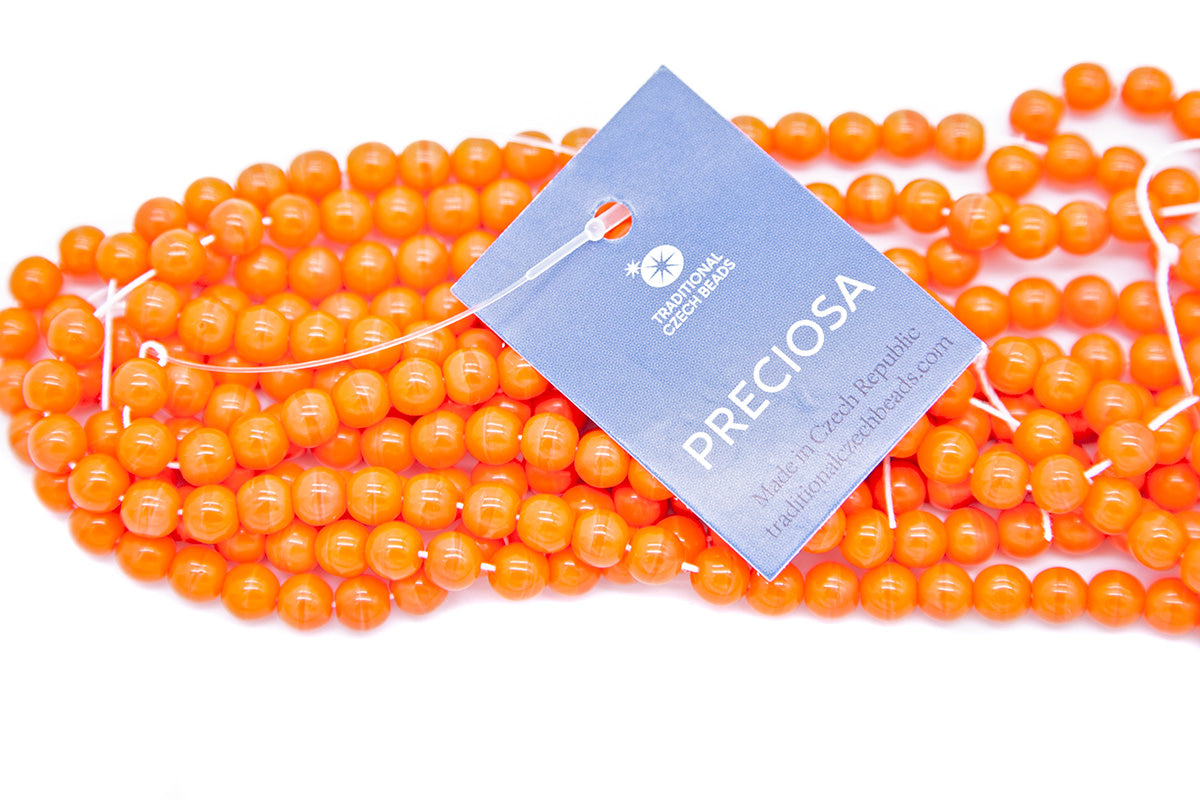 6RD134: Czech Round Opaque Orange 6mm 600 Pieces