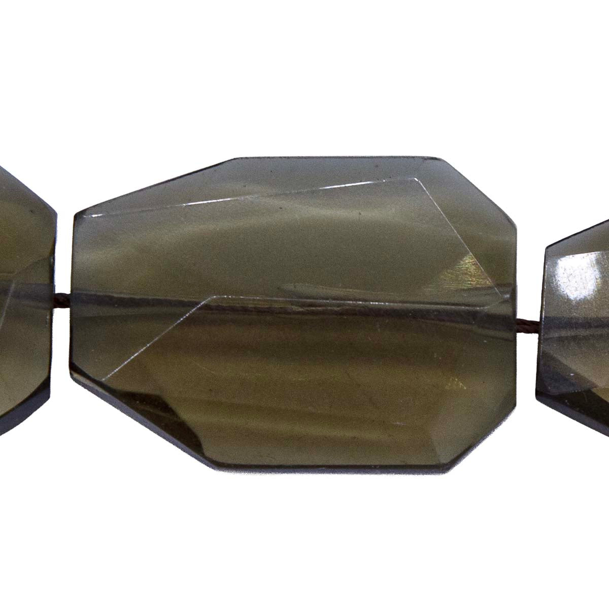 38CG209: 28x38mm Glass Black Faceted Rectangle  1 Strand