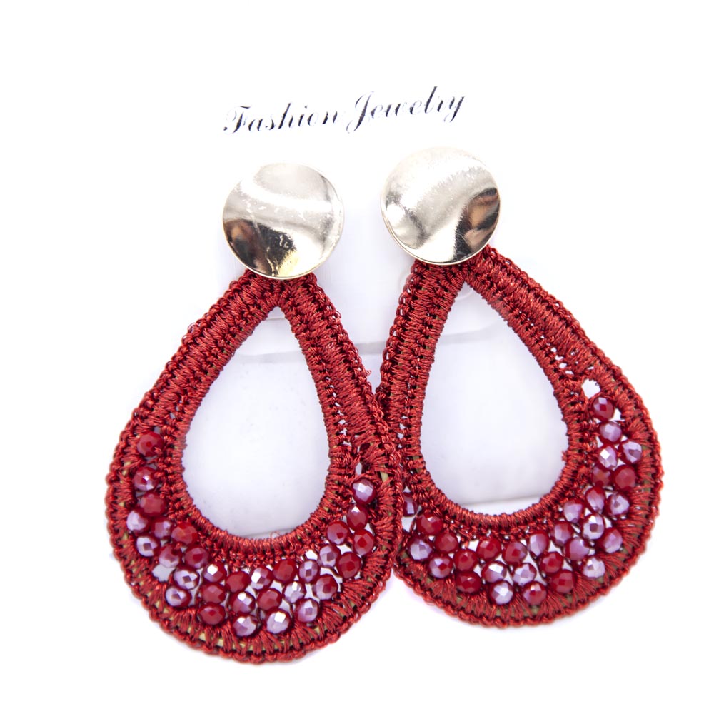 EAR1-144: Earring Red Drop 3 Inches