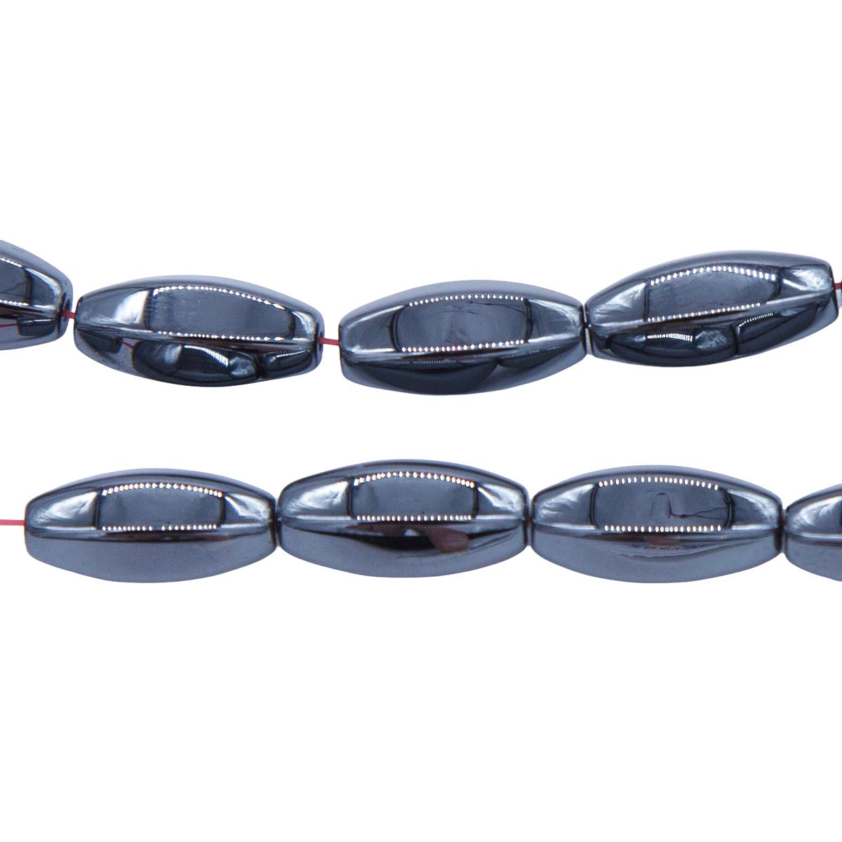 39ST403-6: Hematite 6 Sided Oval 8x16mm