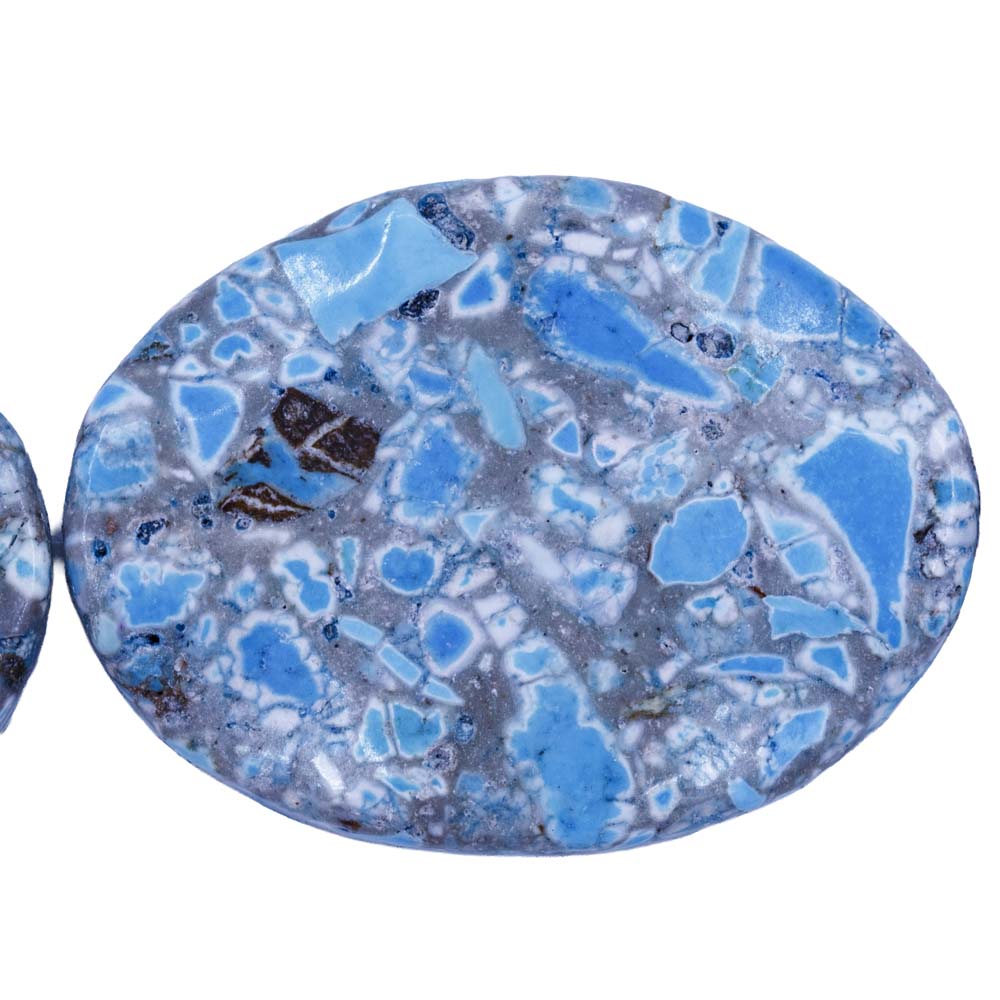 39ST612-WBM: Mosaic Magnesite Blue & Gray Wavy Oval 30x40mm