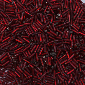 3BB446-L: CZ Bugle Bead SIL Line Garnet Round Hole #3-50GM