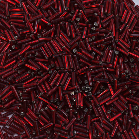 3BB446-L: CZ Bugle Bead SIL Line Garnet Round Hole #3-50GM