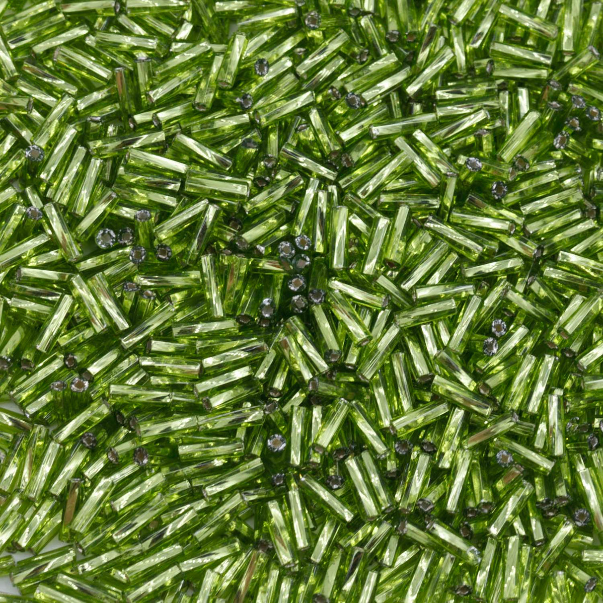 3BT481-PL: Czech Twisted Bugle Silverlined Peridot Green #3 - 50GM