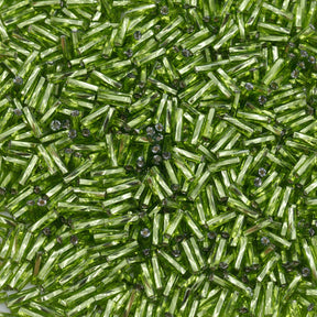 3BT481-PL: Czech Twisted Bugle Silverlined Peridot Green #3 - 50GM