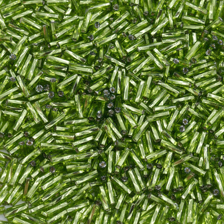 3BT481-PL: Czech Twisted Bugle Silverlined Peridot Green #3 - 50GM