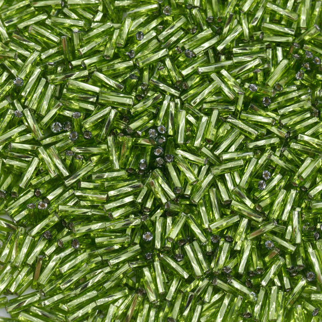 3BT481-PL: Czech Twisted Bugle Silverlined Peridot Green #3 - 50GM