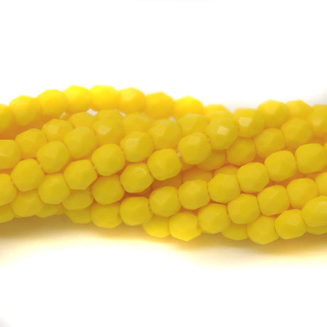 3FC122R: Czech Faceted Round Opaque Yellow 3mm 100 Pieces