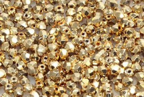 3FC854-FL: Czech Faceted Round Full Coat Gold 3mm - 600PC Loose