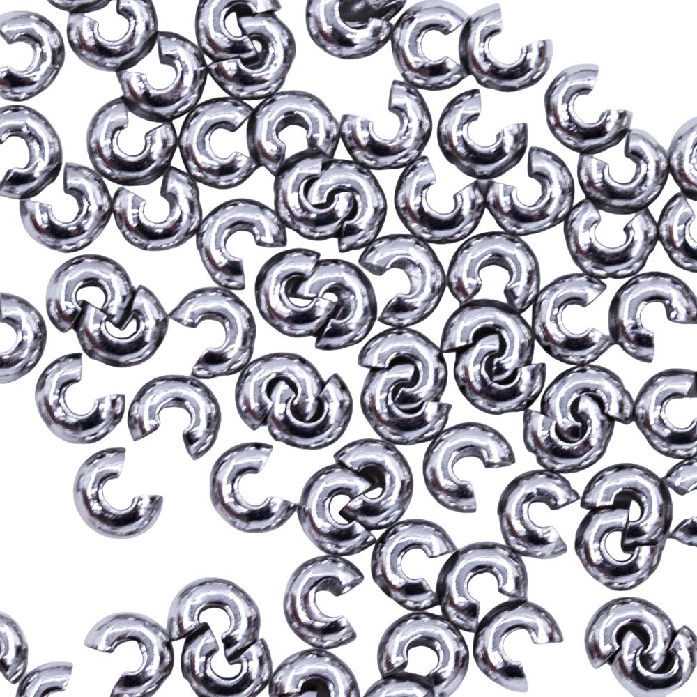3FI169-2S: Crimp Cover Silver 3mm NF 50pc