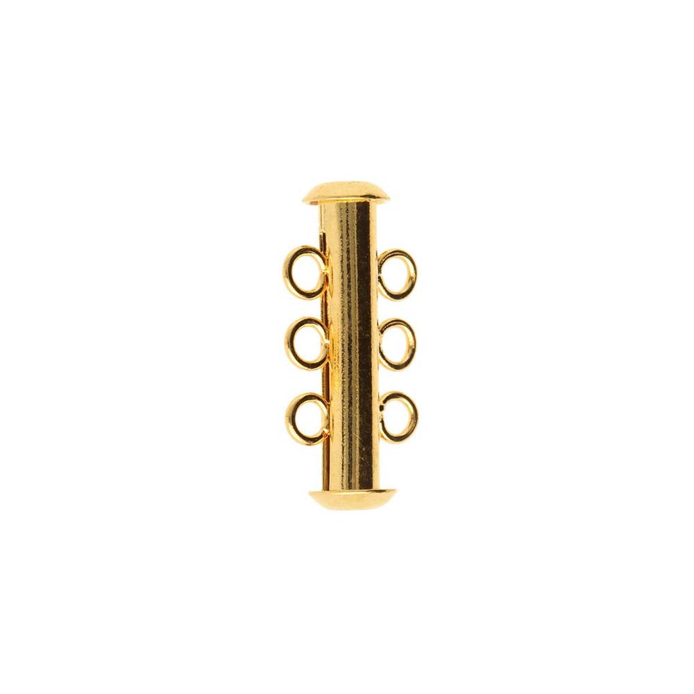 3FI357-G: Clasp Slide Magnetic 3-strand Gold 22mm - 1SE