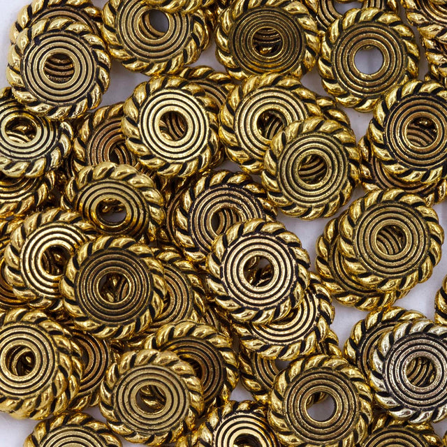 3ME854-7: Gold 7.8mm Metallic Rondelle Beads 100