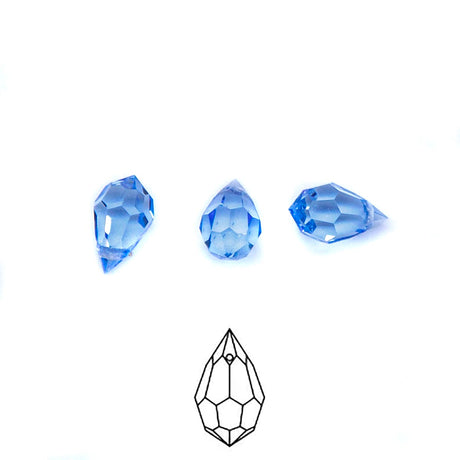 42CC272: Preciosa Crystal Drop Light Sapphire 6x10mm-12PC