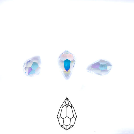 42CC512: Preciosa Crystal Drop Crystal AB 6x10mm-12PC