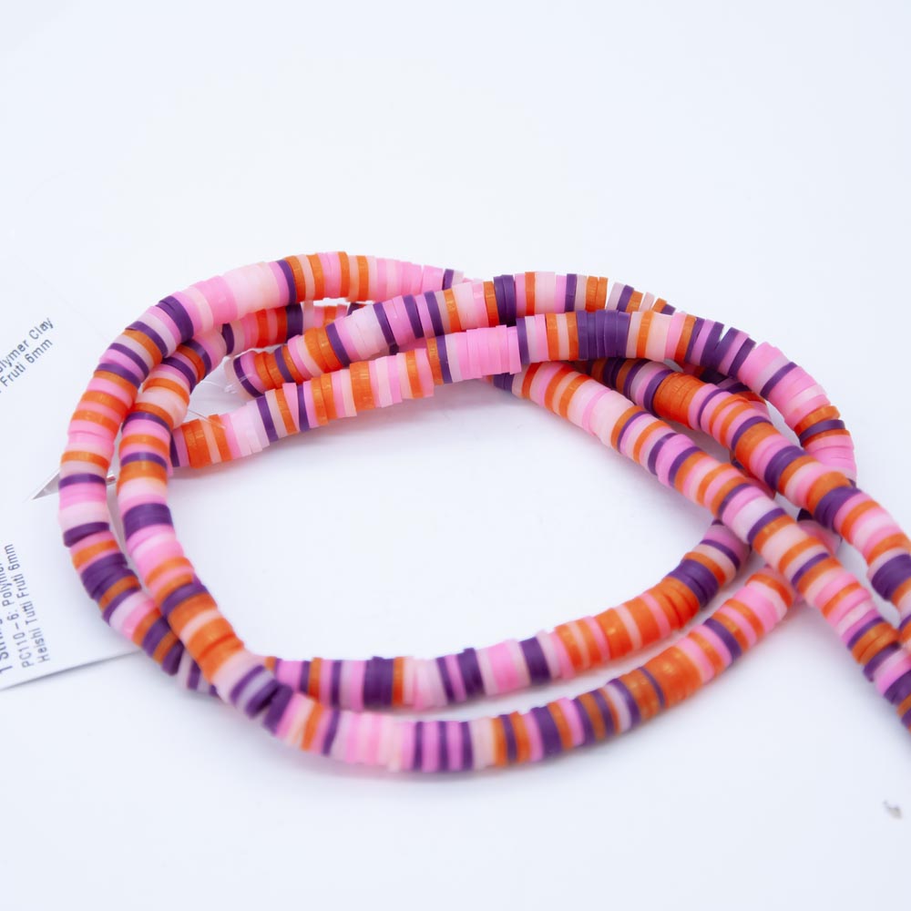 PC110-6: Polymer Clay Heishi Tutti Fruti 6mm