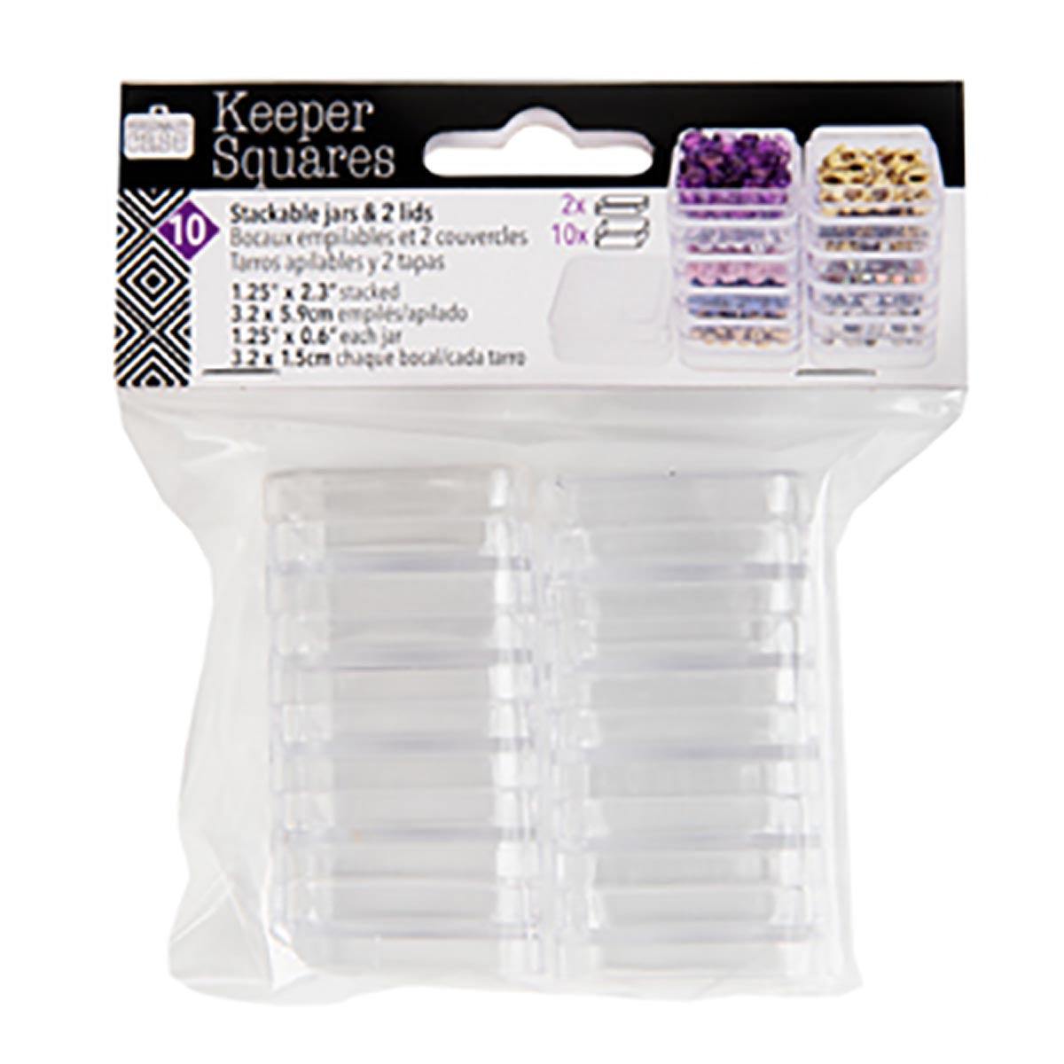 Square Stacker Containers BC1010-ORG: SQUARE STACKER JARS 2 STACKS 1.25X2.3 W/2 LID – Shipwreck Beads