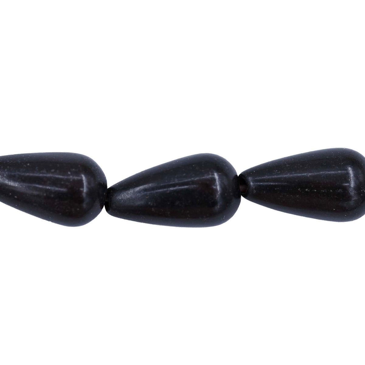 44ST612-BK: Magnesite Tear Drop Beads Black 8x15mm 15.5"