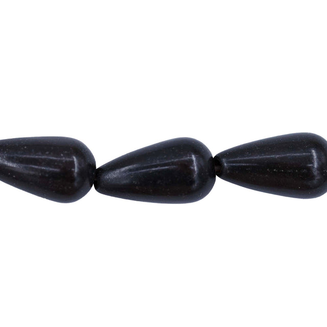 44ST612-BK: Magnesite Tear Drop Beads Black 8x15mm 15.5"
