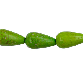 44ST612-G: Magnesite Tear Drop Beads Green 8x15mm 15.5"