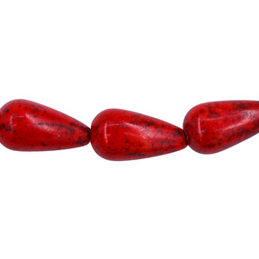 44ST612-R: Magnesite Tear Drop Beads Red 8x15mm 15.5"