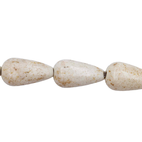 44ST612-W: Magnesite Tear Drop Beads White 8x15mm 15.5"