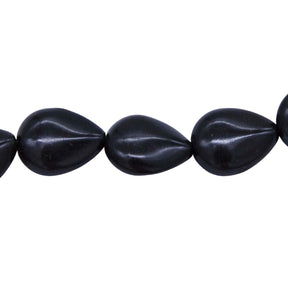 46ST612-BK: Magnesite Pear Drop Beads Deep Black 12X16mm 15.5"