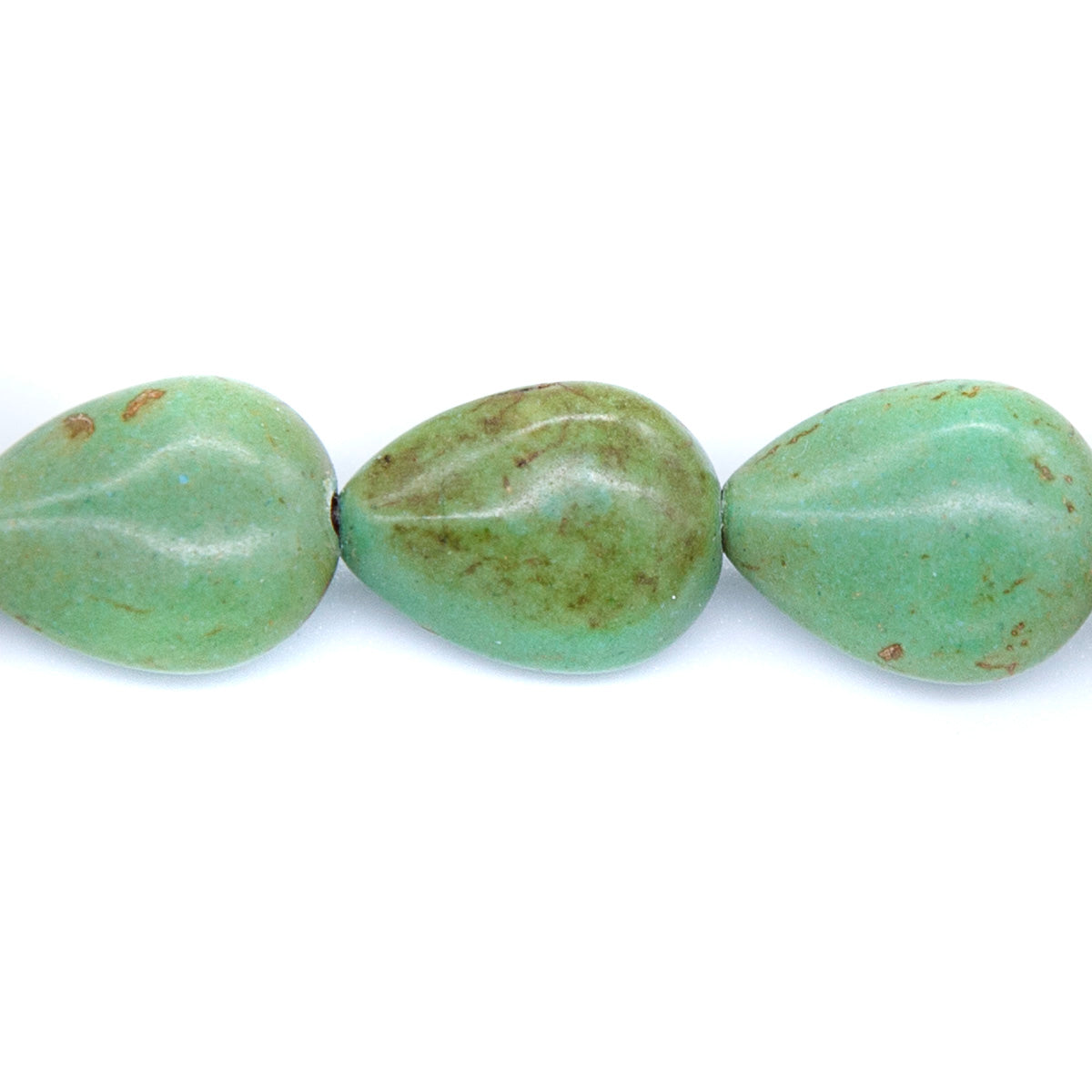 46ST612-G: Magnesite Pear Drop Beads Green 12X16mm 15.5"